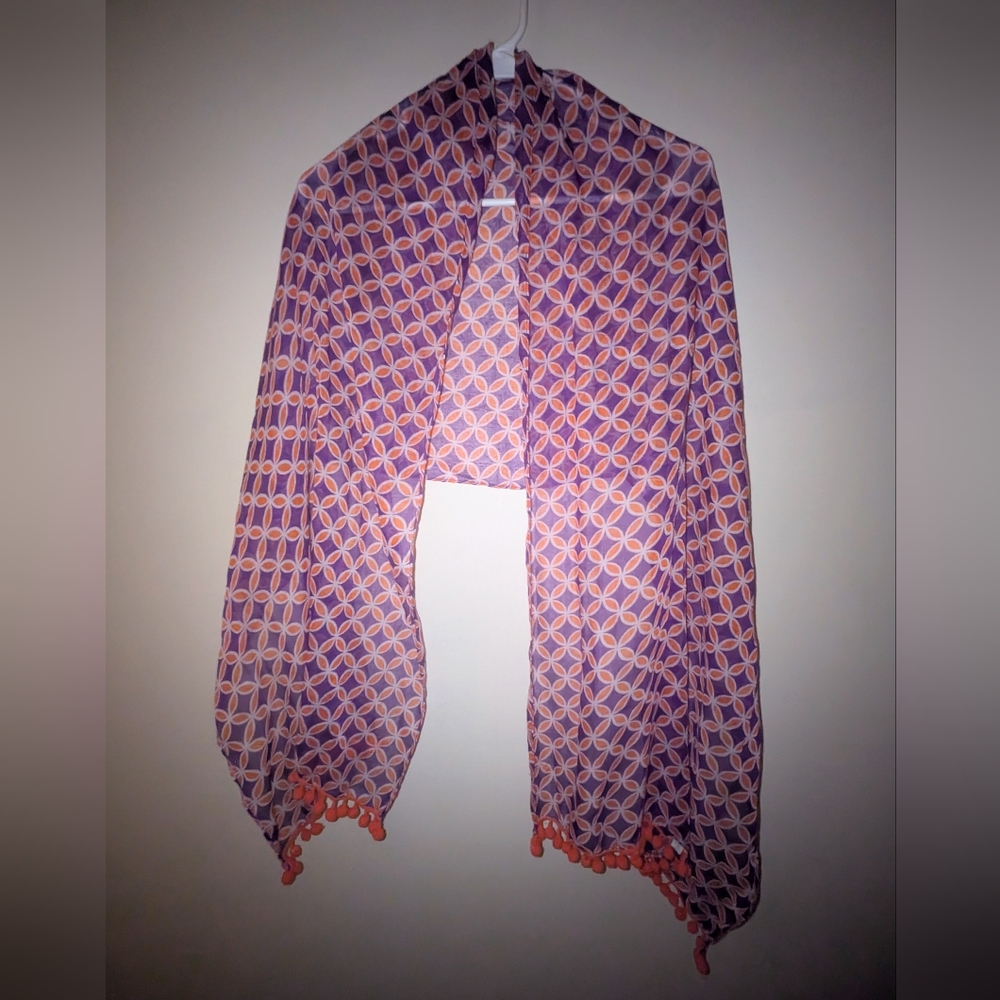 Mud Pie Game day Geometric Patterned Scarf Orange and Purple Clemson Tigers